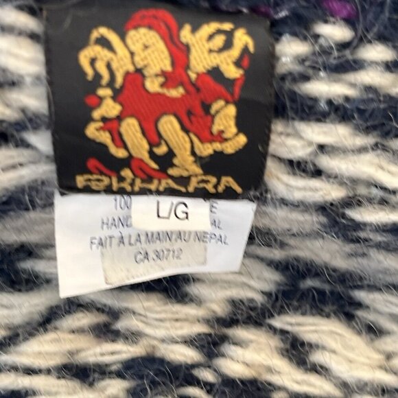 Pokhara Hand Knit Women Wool Cardigan Sweater L Nordic Fair Isle Toggle Buttons - Picture 4 of 13